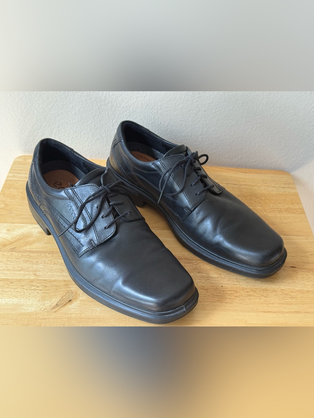 ECCO Men’s Black Leather Derby Dress Shoes EU 47